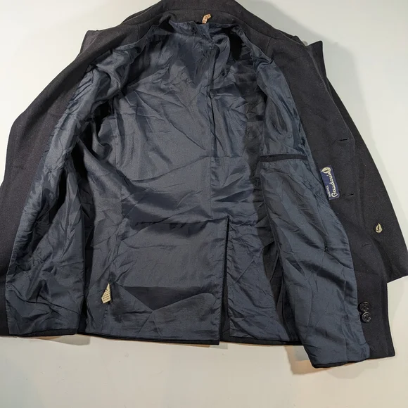 Vintage Michel Beaudouin Double-Breasted Navy Pea Coat Size 48 RARE - Picture 5 of 16